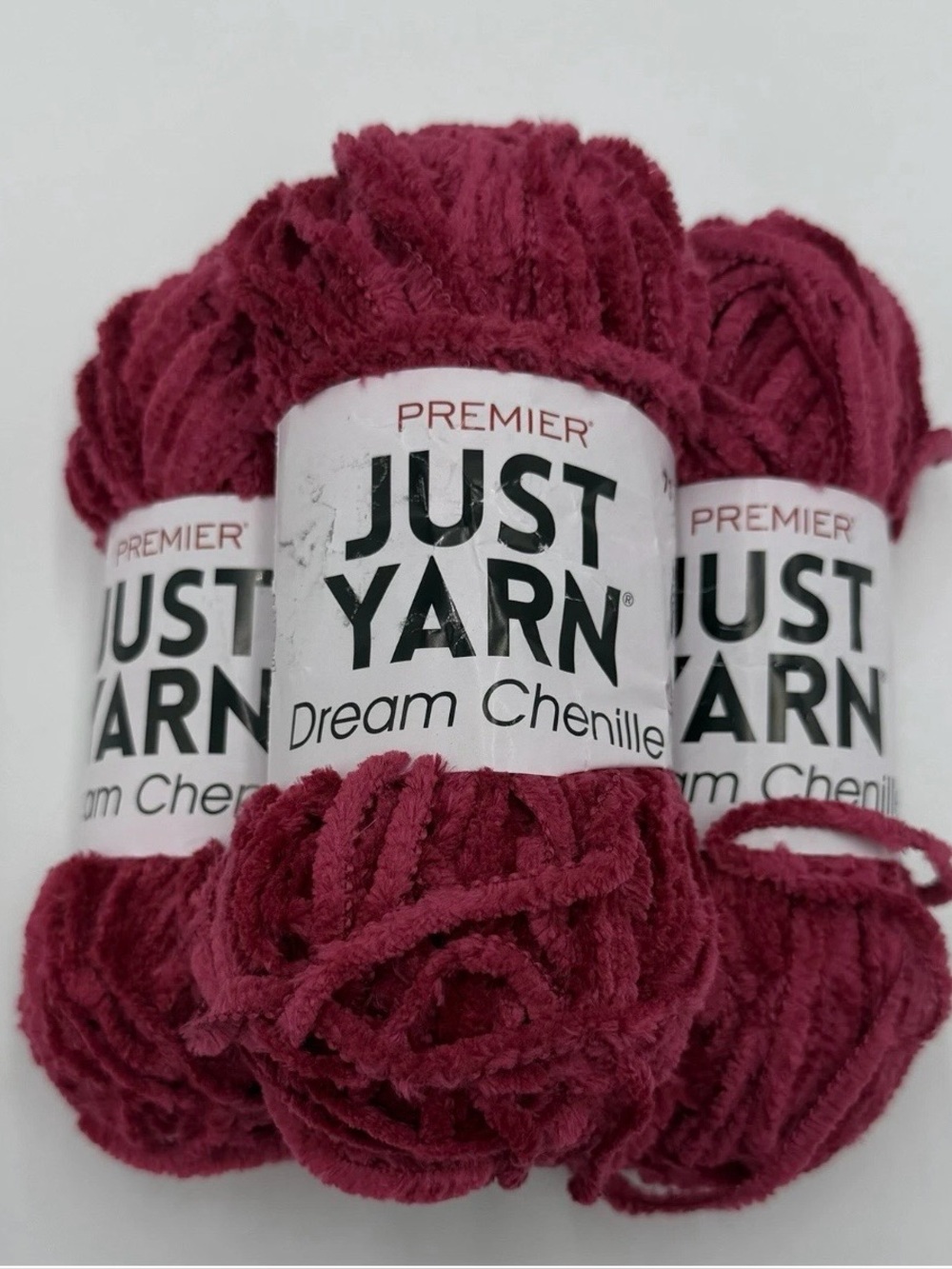 Premier Just Yarn Dream Chenille - Lot of 3 - Cupid - 1.76oz ea / 73 yds ea